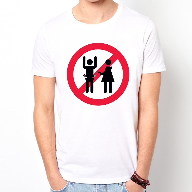 No Robbing短袖T恤-白色 禁止抢劫 不要抢劫 设计 趣味 - 男装上衣/T 恤 - 其他材质 白色