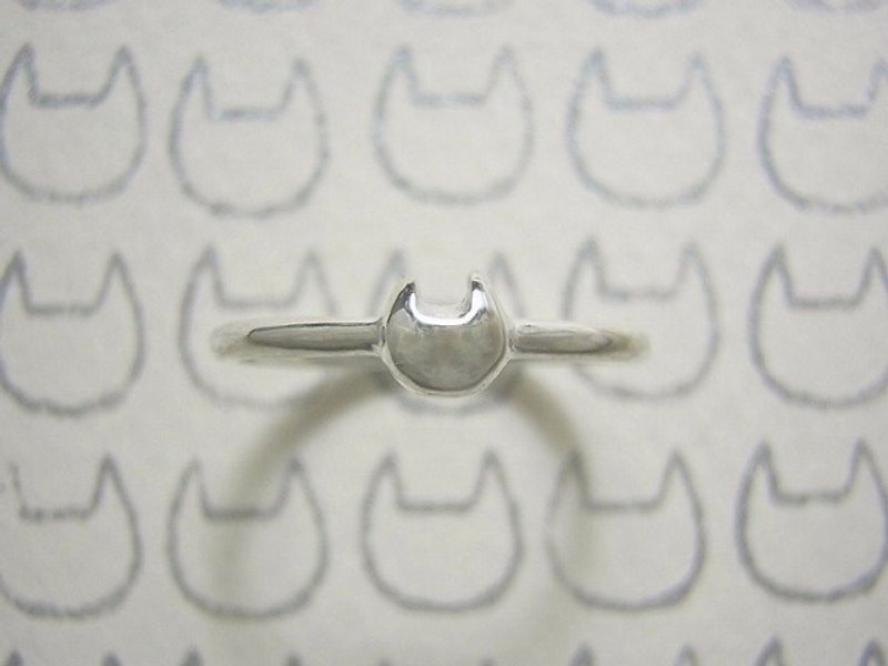 miaow icon ring ( cat sterling silver ring 貓 猫 指杯 銀 ) - 戒指 - 纯银 银色