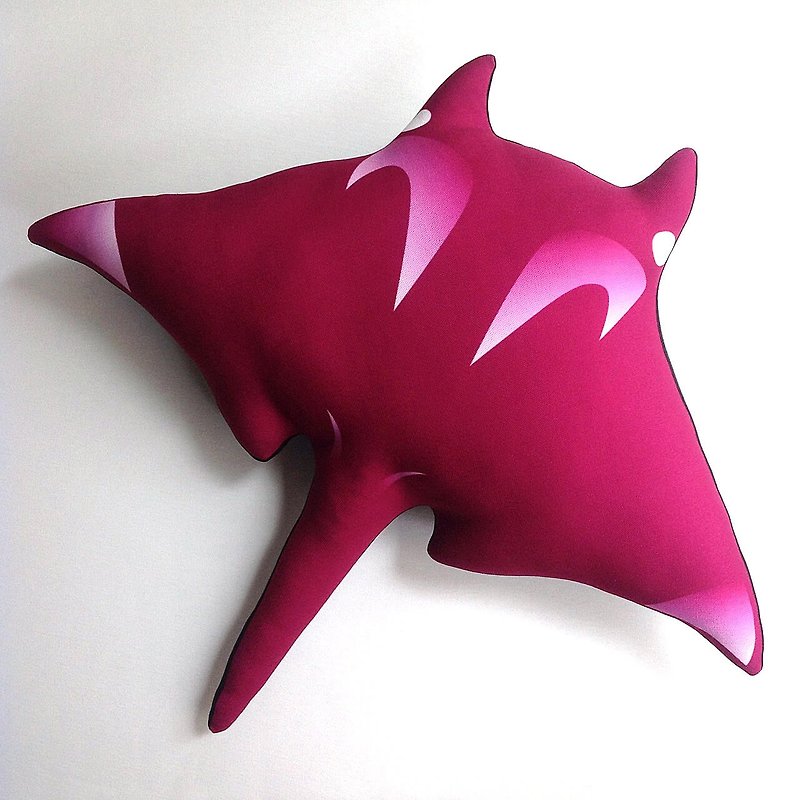【有机棉】鬼蝠魟造型抱枕#桃红 - 枕头/抱枕 - 其他材质 紫色