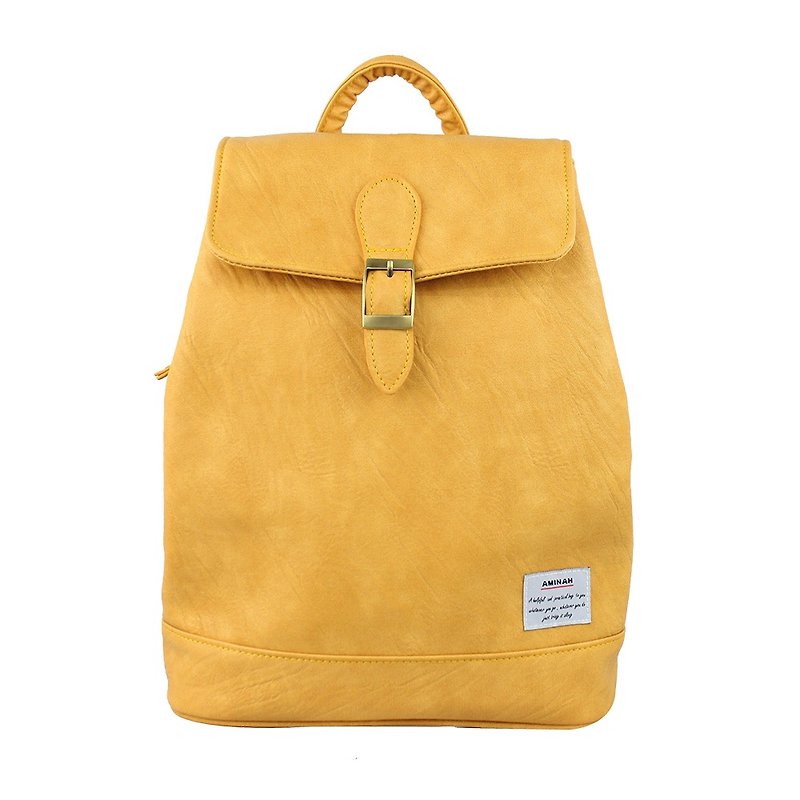 AMINAH-黄色童话小后背包【am-0223】 - 后背包/双肩包 - 人造皮革 黄色