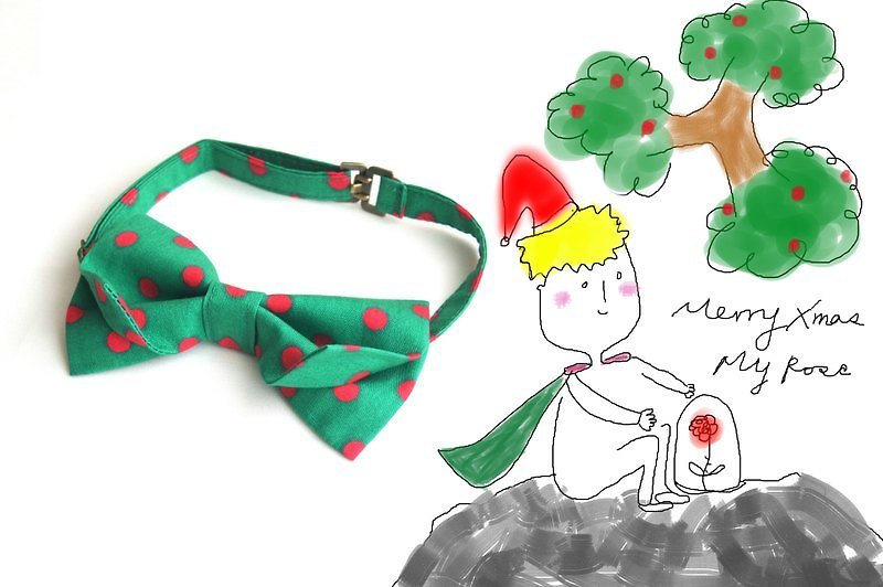 小王子与他的玫瑰 领结 --圣诞特别款 - 领带/领带夹 - 棉．麻 绿色