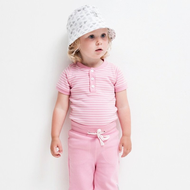 【北欧童装】瑞典有机棉婴幼儿包屁衣6M至3Y 粉红/白条纹 - 包屁衣/连体衣 - 棉．麻 粉红色