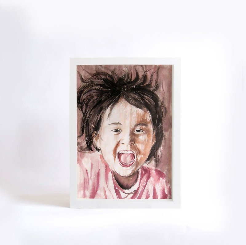 肖像定製-赤子心之难忘快乐童年（含框） 客厅装饰画 A4 - 订制画像 - 纸 