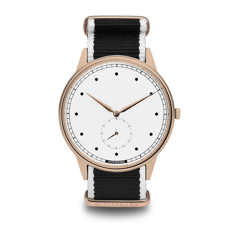 HYPERGRAND - 小秒针系列 - 玫瑰金白表盘黑白斜纹 手表 - 女表 - 其他材质 灰色