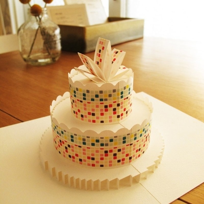 立体纸雕蛋糕卡-马赛克砖 - 卡片/明信片 - 纸 多色