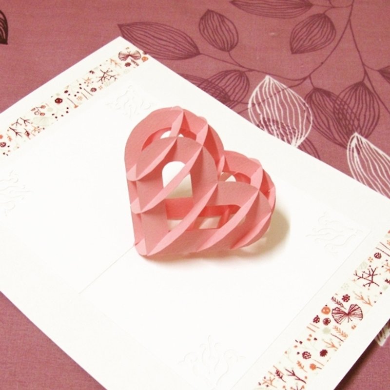 立体纸雕情人卡-纸雕之心 - 卡片/明信片 - 纸 粉红色
