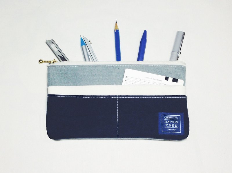 笔袋-灰白深蓝 - 铅笔盒/笔袋 - 其他材质 灰色