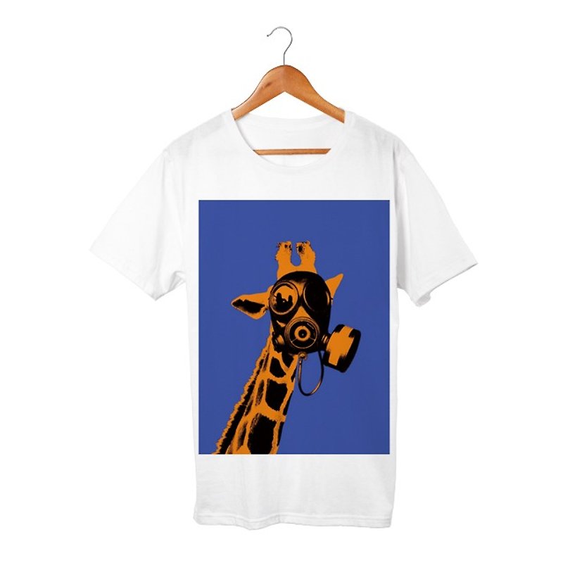 Collage Art Giraffe T-shirt - 中性连帽卫衣/T 恤 - 棉．麻 白色