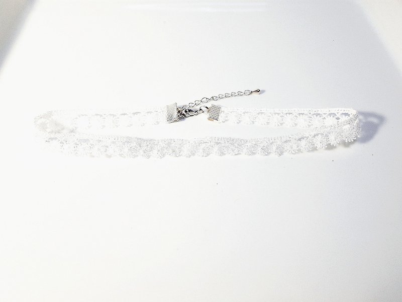 布满小菊花 缎带颈链 - 项链 - 其他材质 白色