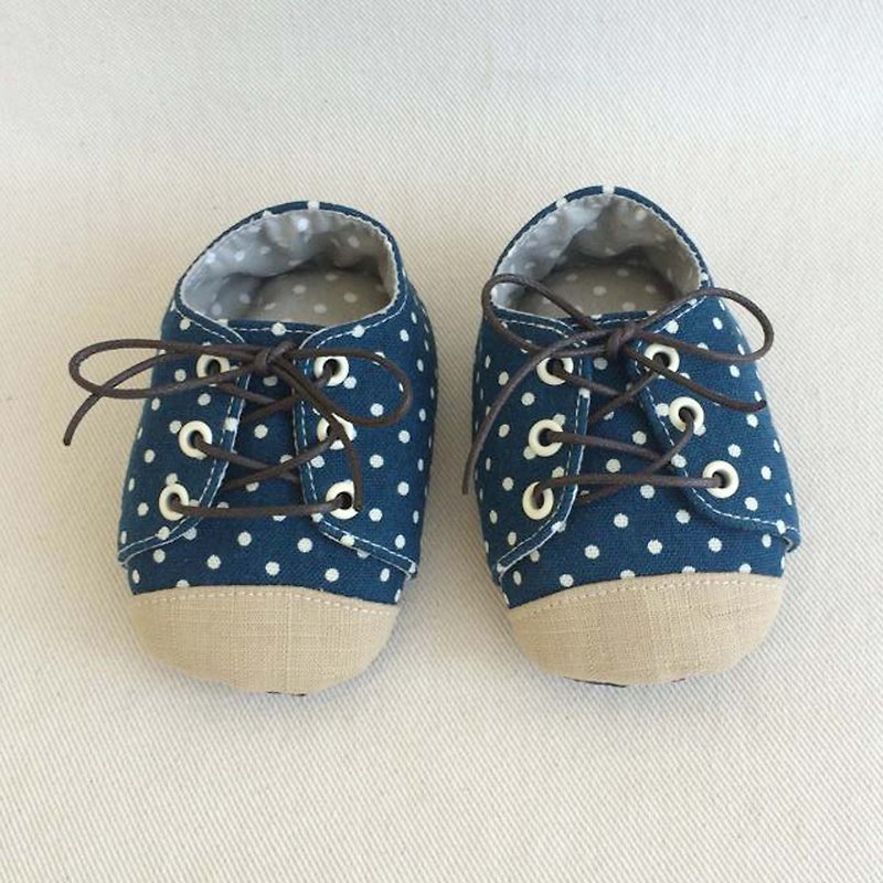 Va手工童鞋系列 森林系点点小布鞋 - 童装鞋 - 其他材质 蓝色