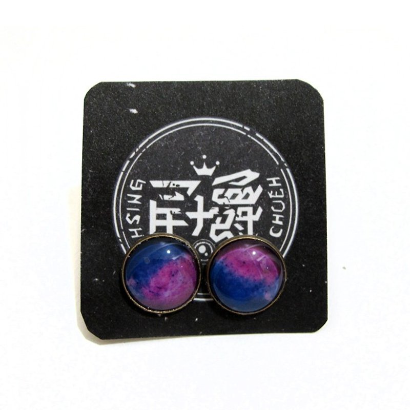 手作耳环 神秘紫 手绘 | 水彩 | 独家 | 礼物 - 耳环/耳夹 - 其他金属 紫色