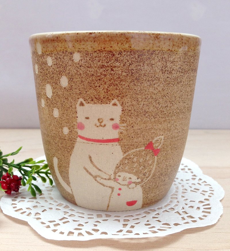 猫咪-hug杯杯 - 咖啡杯/马克杯 - 陶 咖啡色