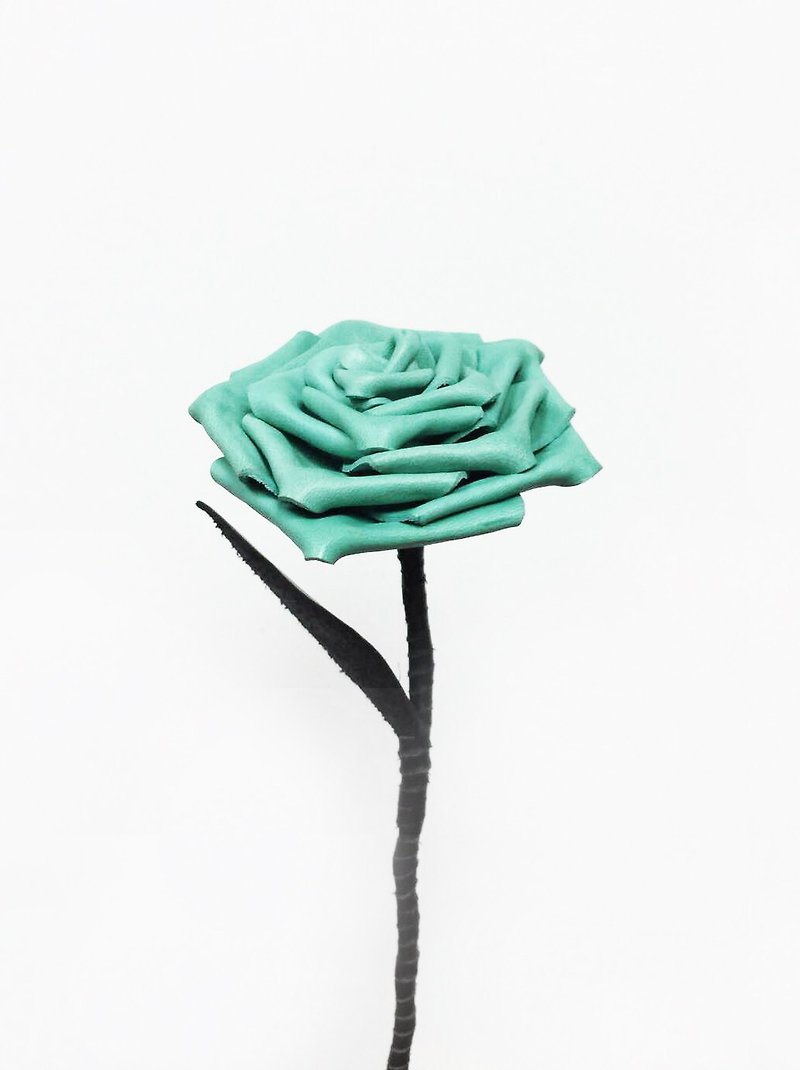 皮革湖水绿色玫瑰 Tiffany Blue Leather Rose - 其他 - 真皮 