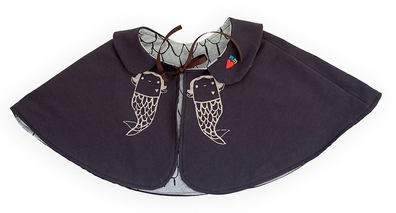 波兰设计师品牌童装-人鱼娃娃斗篷 披风 罩衫 预购 - 背带裤/连体裤 - 棉．麻 黑色