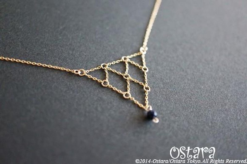 【14KGF】Necklace,14KGF Net Chain Triangle,Blue Gold Stone - 项链 - 其他金属 
