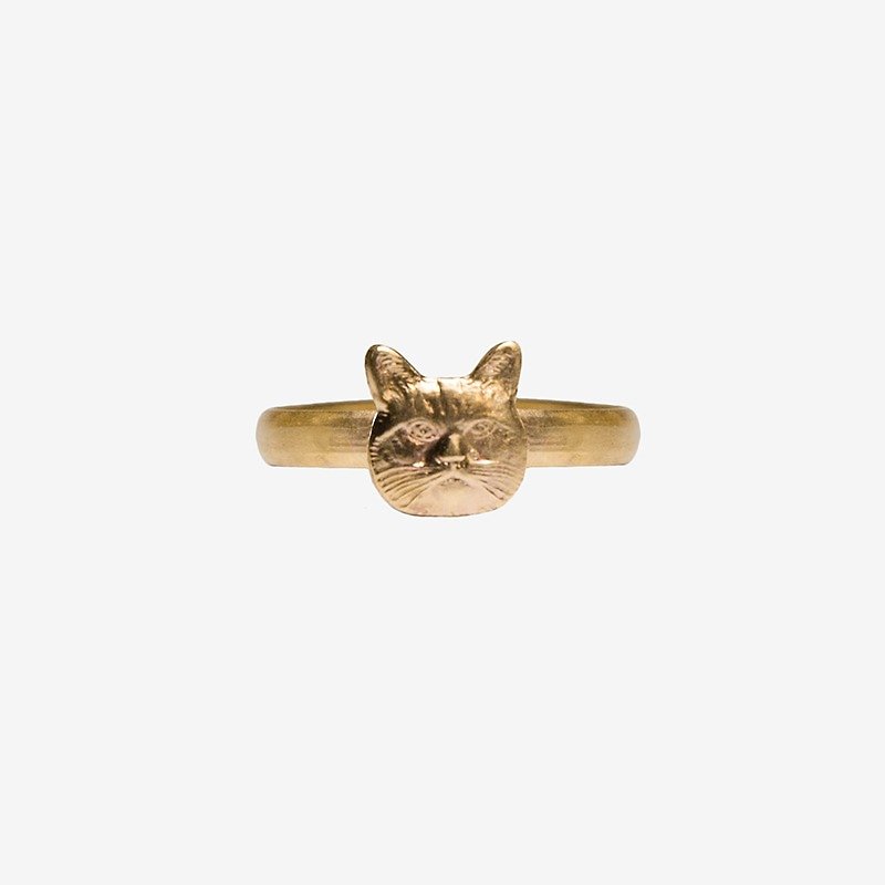 [Indigo] 猫咪黄铜戒指 - 戒指 - 其他金属 金色