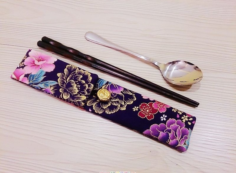 棉麻布 环保筷子套 双层筷子袋 日系风/紫色款 - 筷子/筷架 - 其他材质 紫色