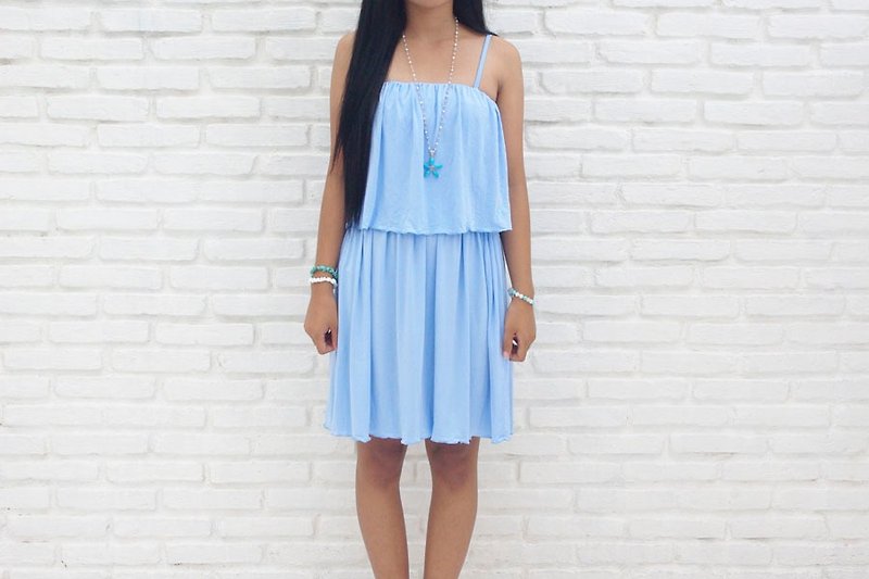 2015新作！フリルキャミソールショートドレス　＜ブルー＞ - 洋装/连衣裙 - 其他材质 蓝色