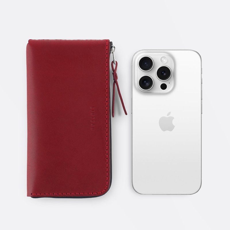 iPhone 拉链手机皮套-- 酒红色 - 手机壳/手机套 - 真皮 红色