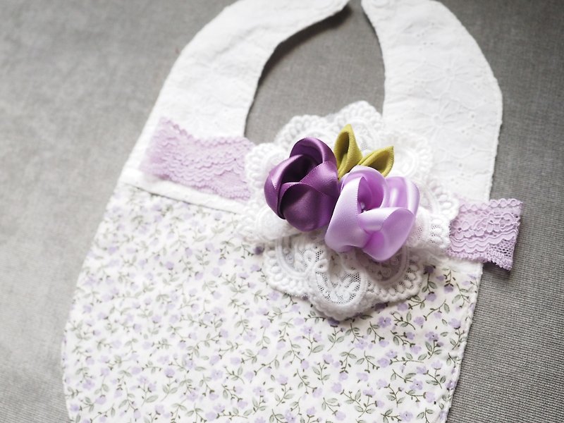 Sunflower 手作婴儿围巾及发夹套装 - 围嘴/口水巾 - 其他材质 紫色