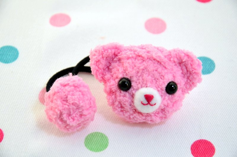 毛线编织软绵绵发束 － 小熊 - 围嘴/口水巾 - 其他材质 粉红色