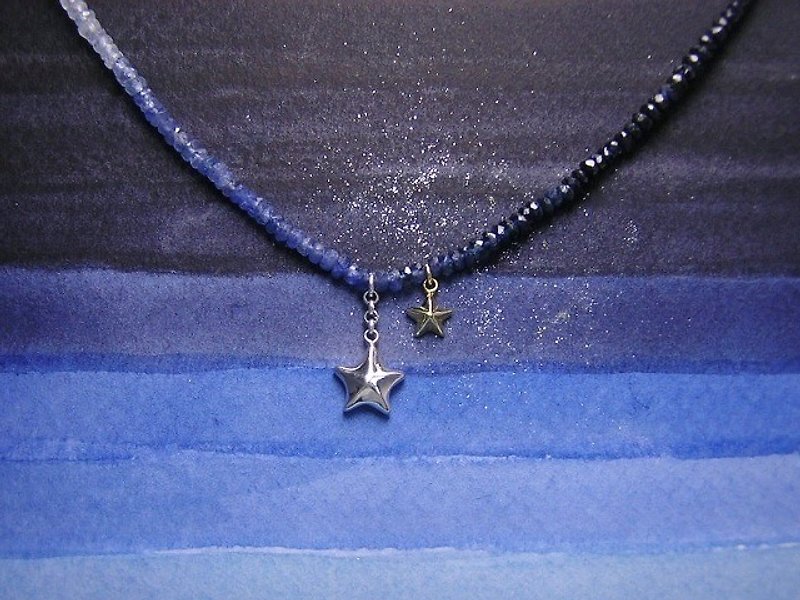 stars ε ( sapphire gold silver star jewelry necklace 星 海星 金 銀 蓝宝石 颈链 项链 ) - 项链 - 其他材质 蓝色