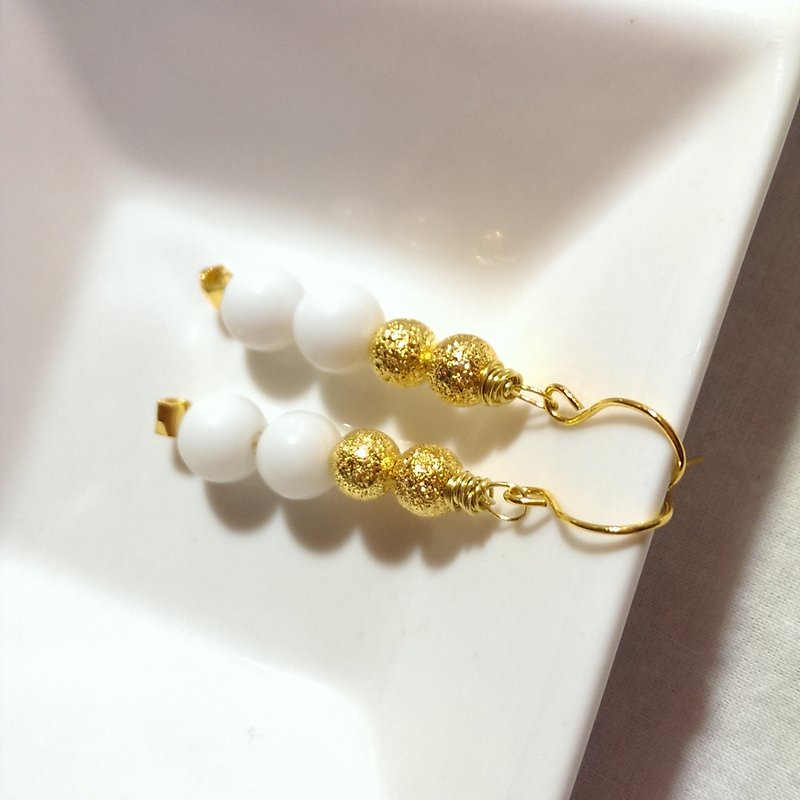 【LeRoseArts】GoldenDust 系列手制耳环-纯铜线制 ❤温馨小礼好物❤ - 耳环/耳夹 - 宝石 金色