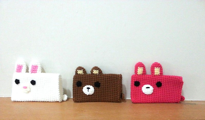 【Knitting】动物森林卡套-爱桃花的粉红兔 - 证件套/卡套 - 其他材质 粉红色