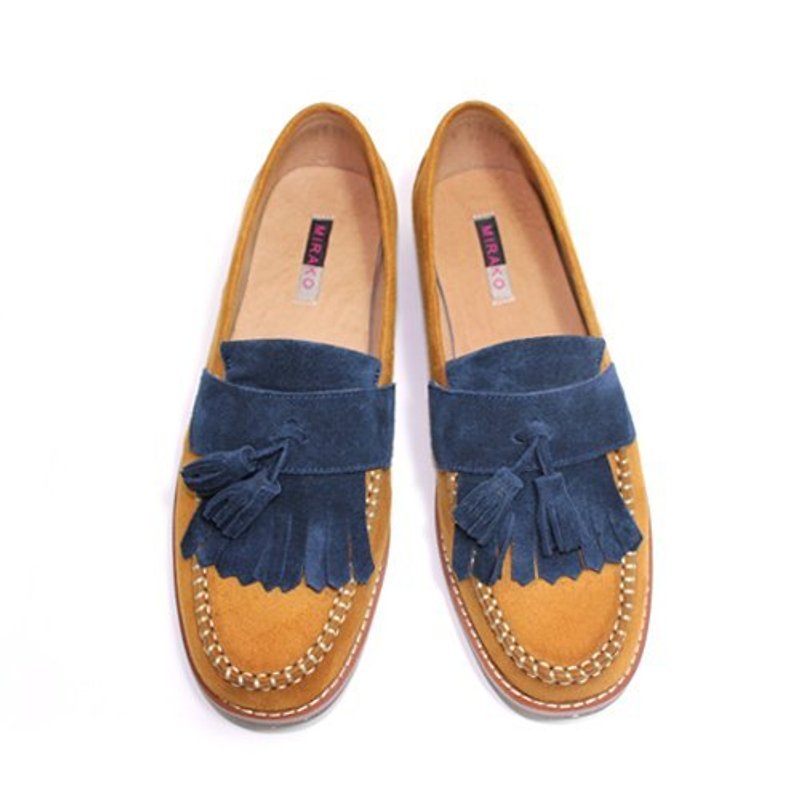 Classic Vintage Moccasin Tassel Loafers M1109A LandBlue - 女款牛津鞋/乐福鞋 - 棉．麻 多色
