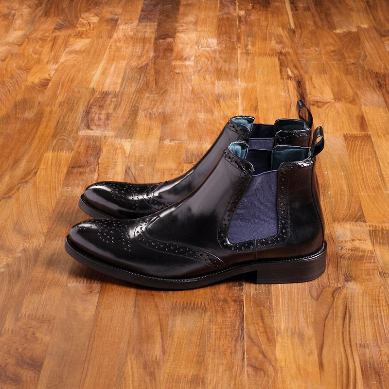 Vanger 优雅美型·绅士经典却尔西靴 Va181绅士黑 - 男款靴子 - 真皮 黑色