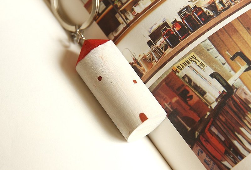 红圆房-木头彩绘小房子/屋系列-圣诞小物钥匙圈 - 钥匙链/钥匙包 - 木头 红色