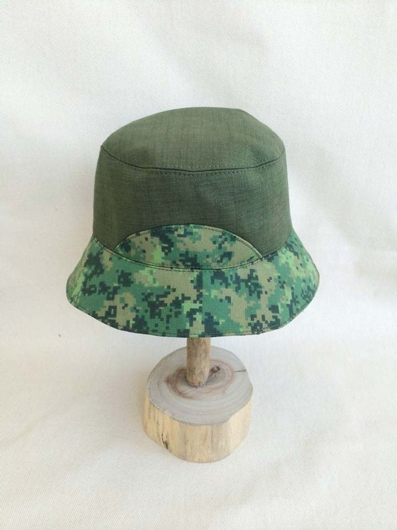 Va手工大人帽系列  马赛克迷彩双面渔夫帽 - 帽子 - 其他材质 绿色