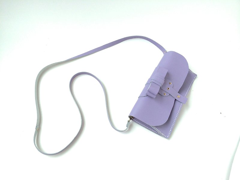 Zemoneni 全手作 紫色 装饰结 牛皮革手拿包 - 手拿包 - 真皮 紫色
