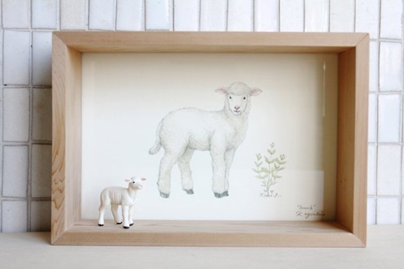 画,动物 AnimalPaintingCollection 框饰--绵羊/小长方 - 摆饰 - 其他材质 卡其色