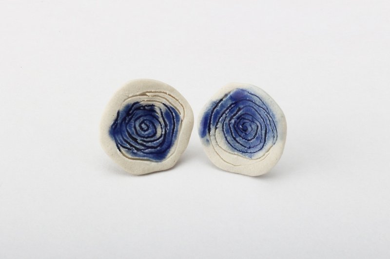 Rose青花瓷耳环/青花瓷饰品 - 耳环/耳夹 - 瓷 蓝色
