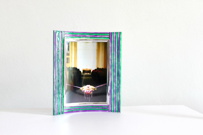紫绿舞曲│怀旧简约紫色绿色条纹创意手工相框  定制化礼品 - 画框/相框 - 玻璃 紫色
