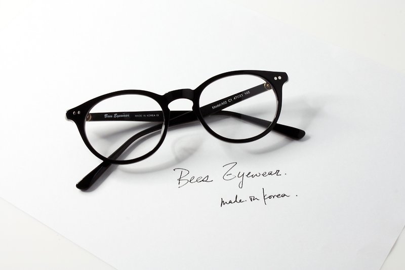 黄玳瑁色方型板材幼细镜框韩国制造 A02C1 - 眼镜/眼镜框 - 其他材质 黑色