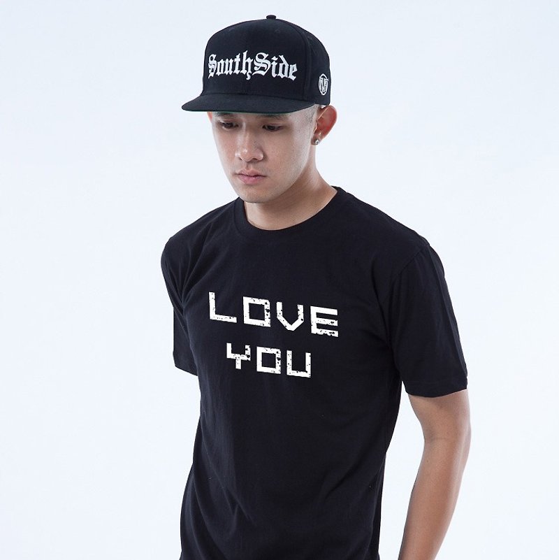 ICARUS 伊卡鲁斯 原创潮流设计短TEE  LOVE系列-"LOVE  YOU" - 男装上衣/T 恤 - 棉．麻 黑色