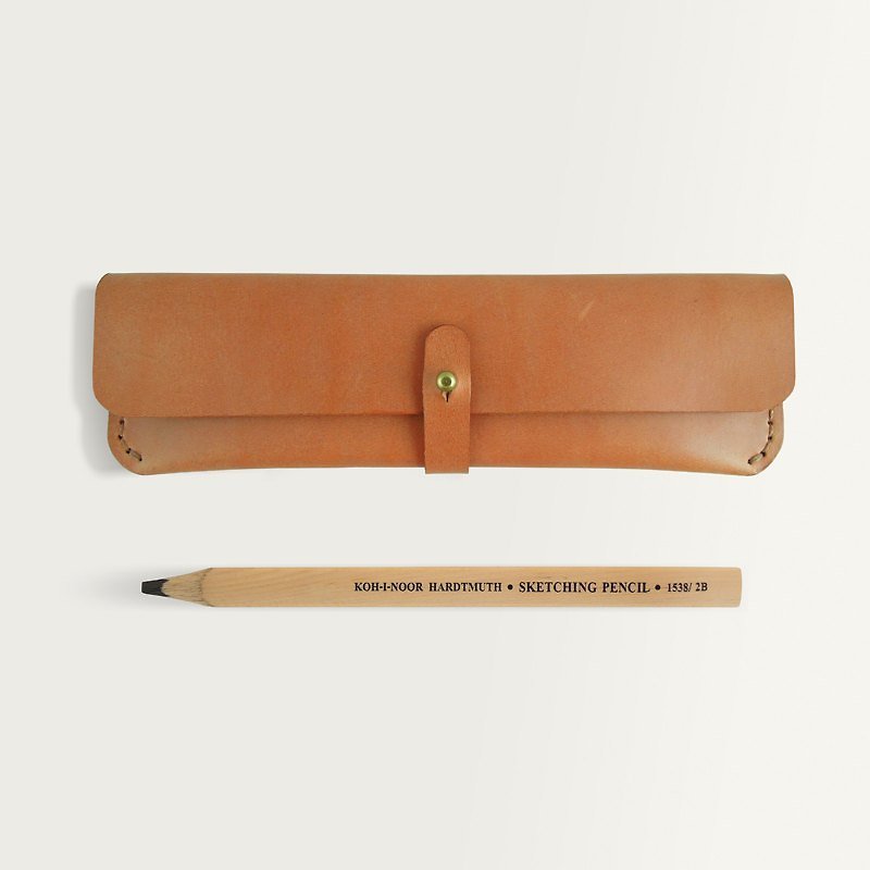 扣扣笔袋 -- 驼黄色 - 铅笔盒/笔袋 - 真皮 橘色