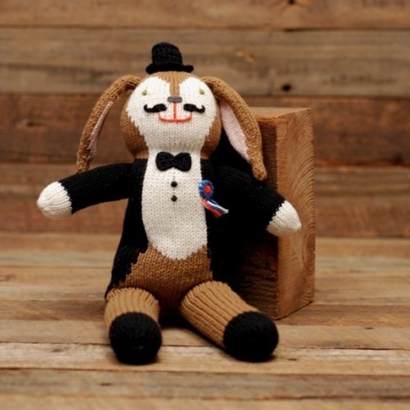 美国 Blabla Kids | 纯棉针织娃娃(小只) -翘胡子魔术师兔子 - 玩具/玩偶 - 棉．麻 咖啡色
