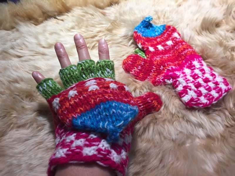 祕鲁手工毛料盖子手套-粉彩 - 手套 - 其他材质 多色