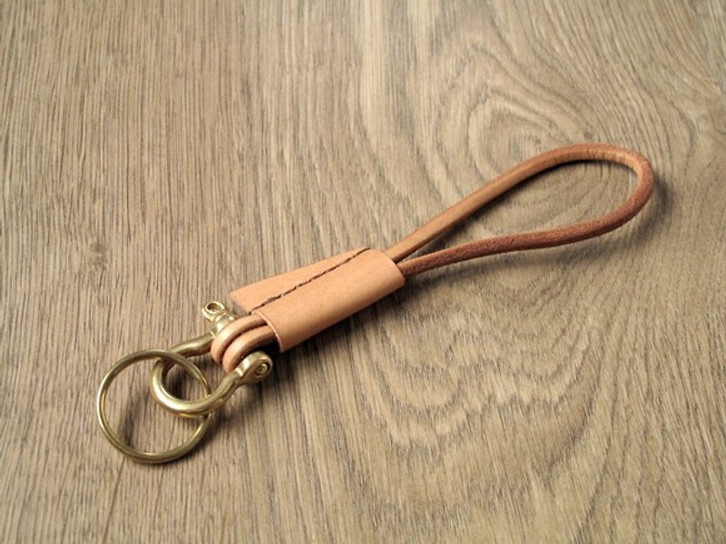 原始风的皮革气味 x皮革钥匙扣 (浅啡) - 钥匙链/钥匙包 - 真皮 黄色