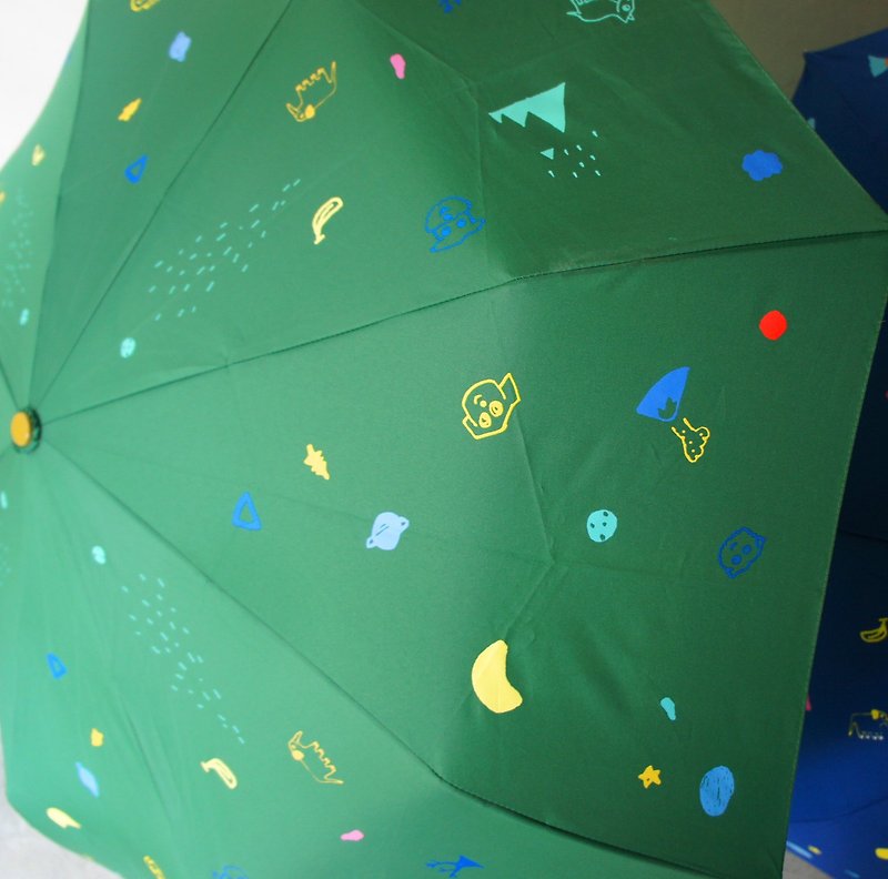 卫星、小狗、宇宙绿色一切雨伞  现货 - 雨伞/雨衣 - 防水材质 绿色
