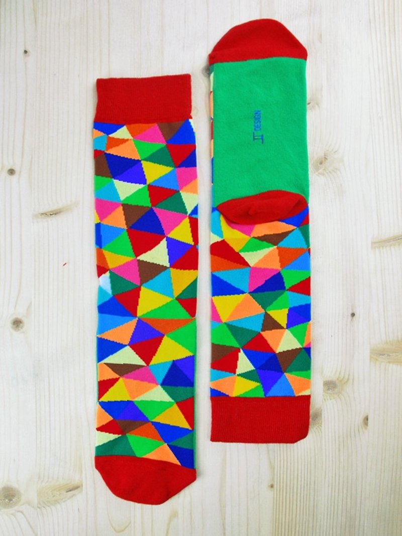 JHJ Design 加拿大品牌 高彩度针织棉袜 彩虹系列 - 彩虹角角袜子(针织棉袜) - 袜子 - 其他材质 多色