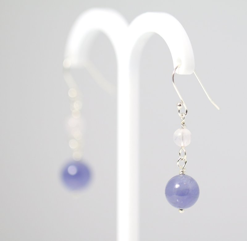 【ColorDay】梦幻丹泉石〈Tanzanite〉纯银耳环 - 耳环/耳夹 - 宝石 紫色