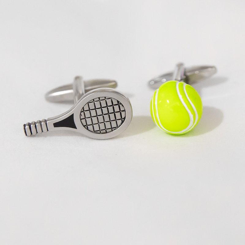 网球球拍袖扣 TENNIS BALL AND RACKET CUFFLINKS - 袖扣 - 其他金属 