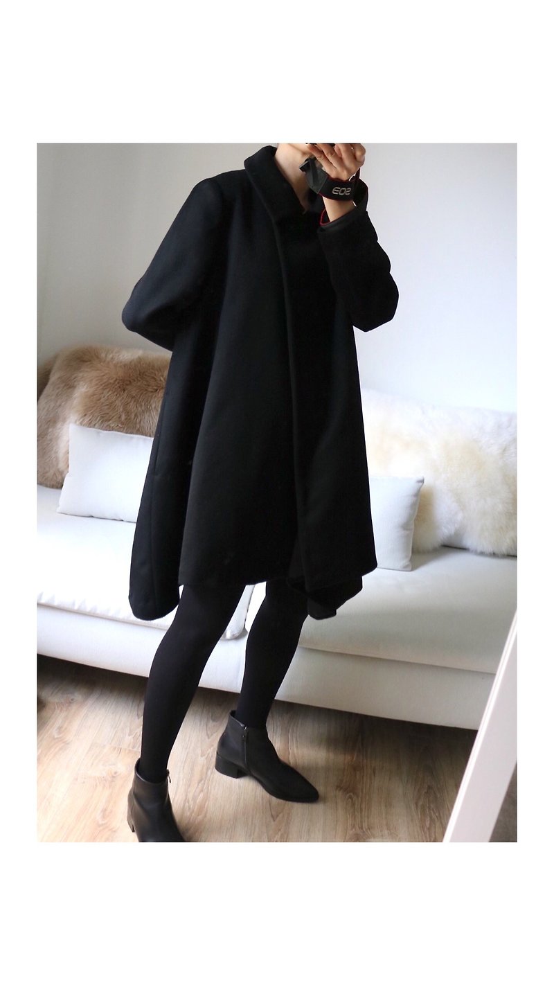 Andies Poncho 黑色披风式羊毛大衣 -可订做多色 - 女装休闲/机能外套 - 羊毛 