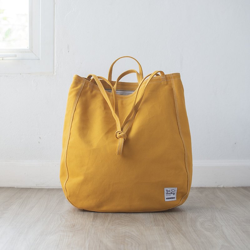 过大的手提袋 - 黄色芥末 - 手提包/手提袋 - 棉．麻 黄色