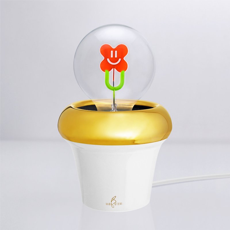 盆栽小夜灯 - 含1个微笑花朵球灯泡 Edison-Style 爱迪生灯泡 - 灯具/灯饰 - 其他材质 白色
