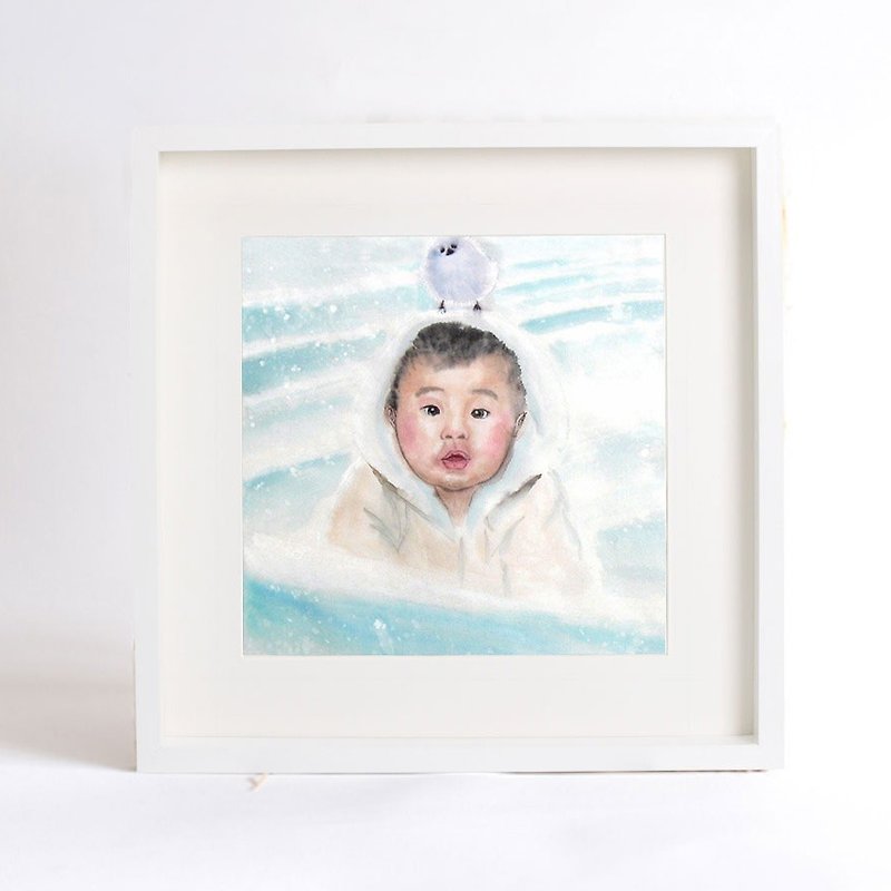 画像定製-赤子心之孩子的梦幻童年（含框） 家居装饰画带相框33.5x33.5cm - 订制画像 - 纸 